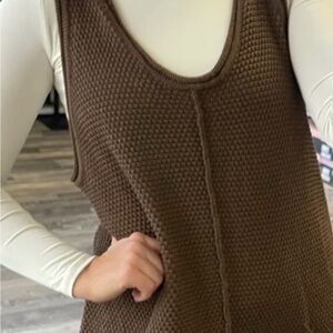 Ces  Femme NWOT Brown Sleeveless Sweater Jumpsuit